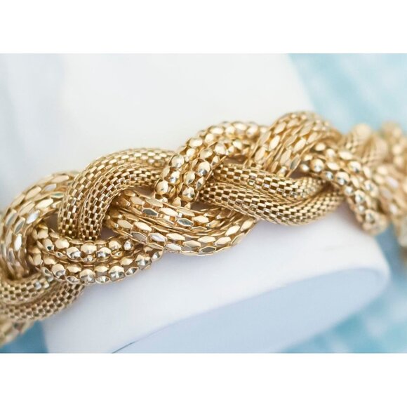 Vintage Large Ropes Gold Tone Bracelet - 7.5 inch - L20 - Picture 2 of 3